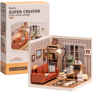 Cozy Living Lounge, 3D Puzzle, Plastic DIY Miniature House Kit