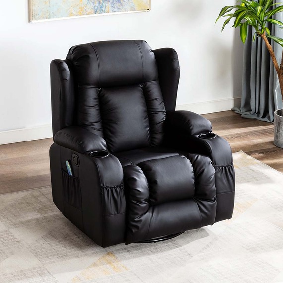 Caesar Manual Recliner Rocking Swivel Heat and Massage Chair