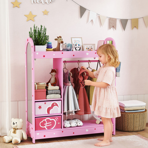 AIYAPLAY Kids Clothes Rail with Mirror Shelves