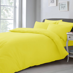 Yellow / Single Soft Touch Plain Microfibre Duvet Cover and Pillowcase Set shot 11859894