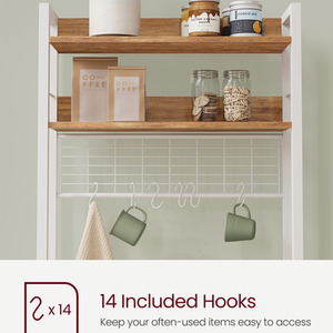 Kitchen Storage Rack with Power Outlet, Coffee Bar, Baker's Rack