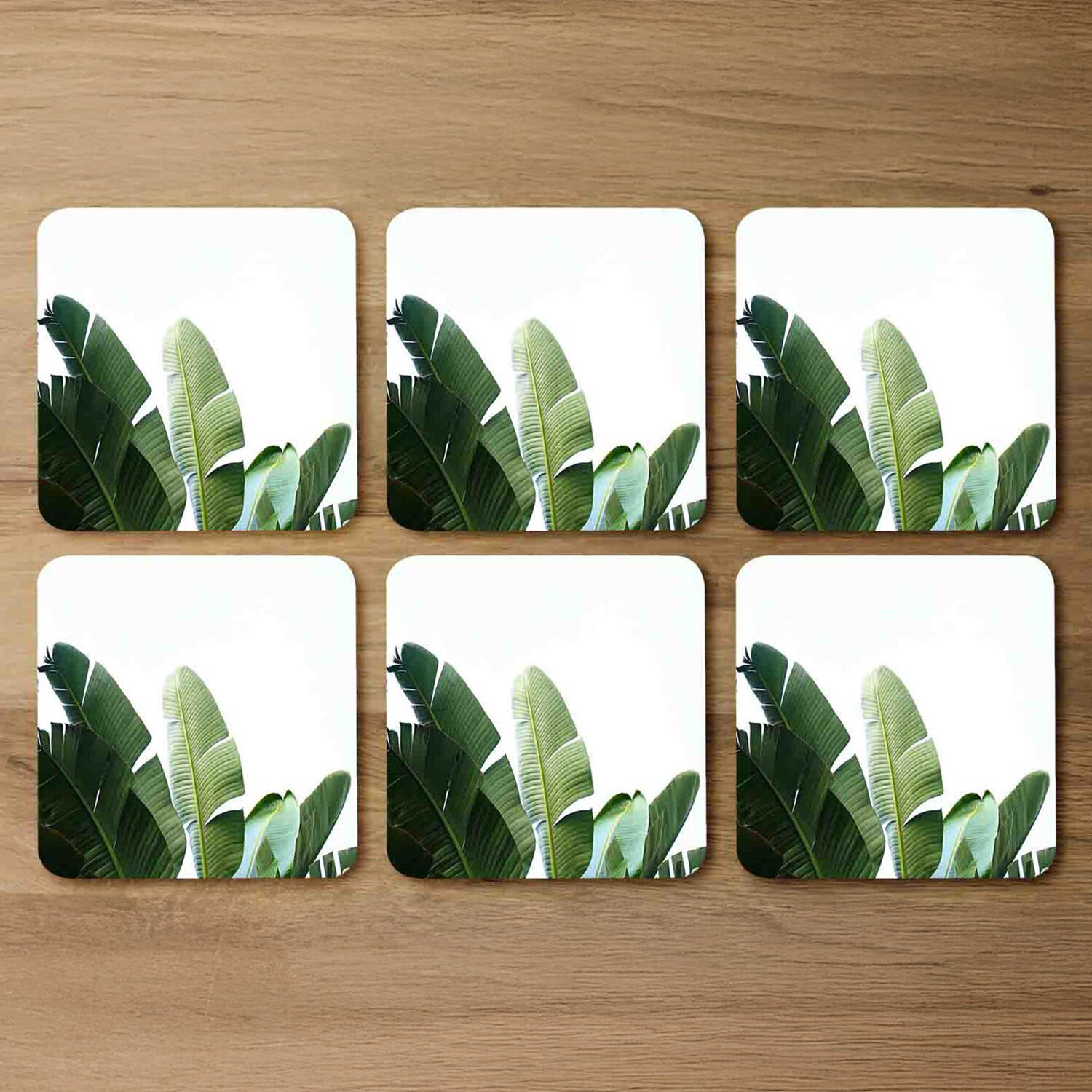 Image of Banana Leaves Coaster Set - Green