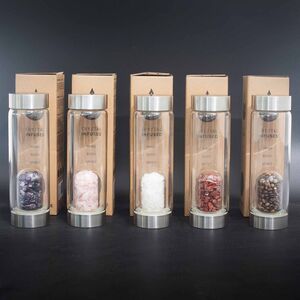 Crystal Infused Glass Water Bottle Invigorating Jasper Chips