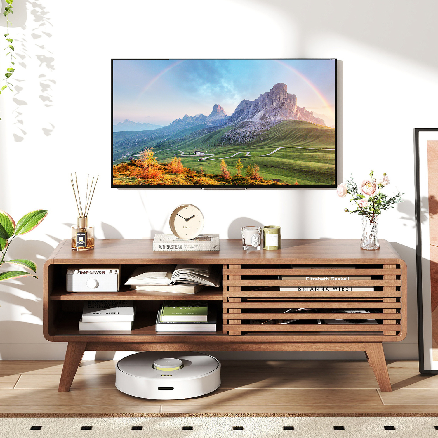 Modern Mid Century Tv Cabinet - Brown