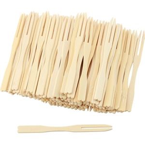 100 Pcs Mini Bamboo Forks 9cm Wooden Appetizer Skewer