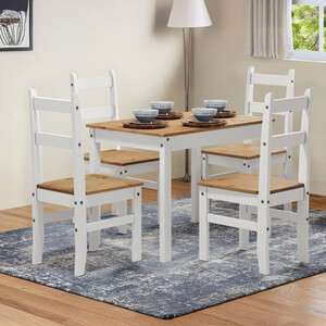 Corona Budget Dining Set Table And 4 Chairs Solid Wood Mexican Pine Wooden Small