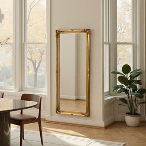 French Style Carved Full Length Mirror Gold