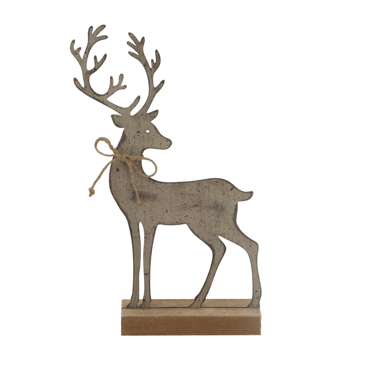 Image of Rustic Metal Reindeer on Wood Stand&hellip;
