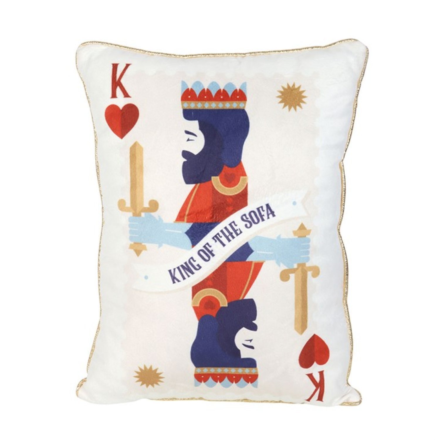 King of the Sofa Playing Card Cushion Regal Lounge Decor Gift - White