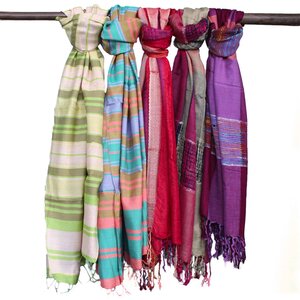Large Indian Boho Scarves - 28x72cm, Random Purple, Cotton, Versatile