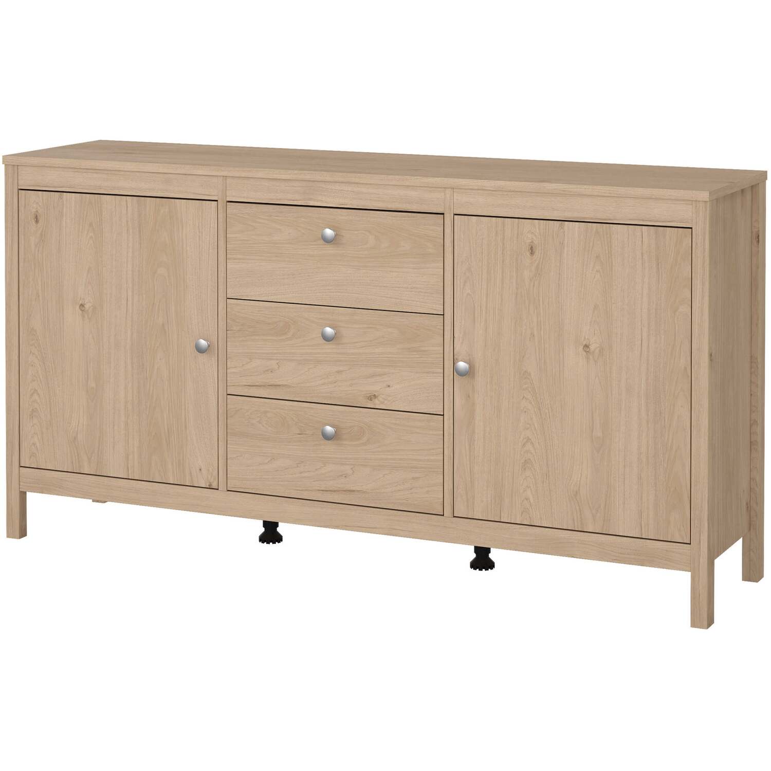 Wyld Haus Gossmere Hickory Oak Effect Sideboard, 2 Doors 3 Drawers - Natural