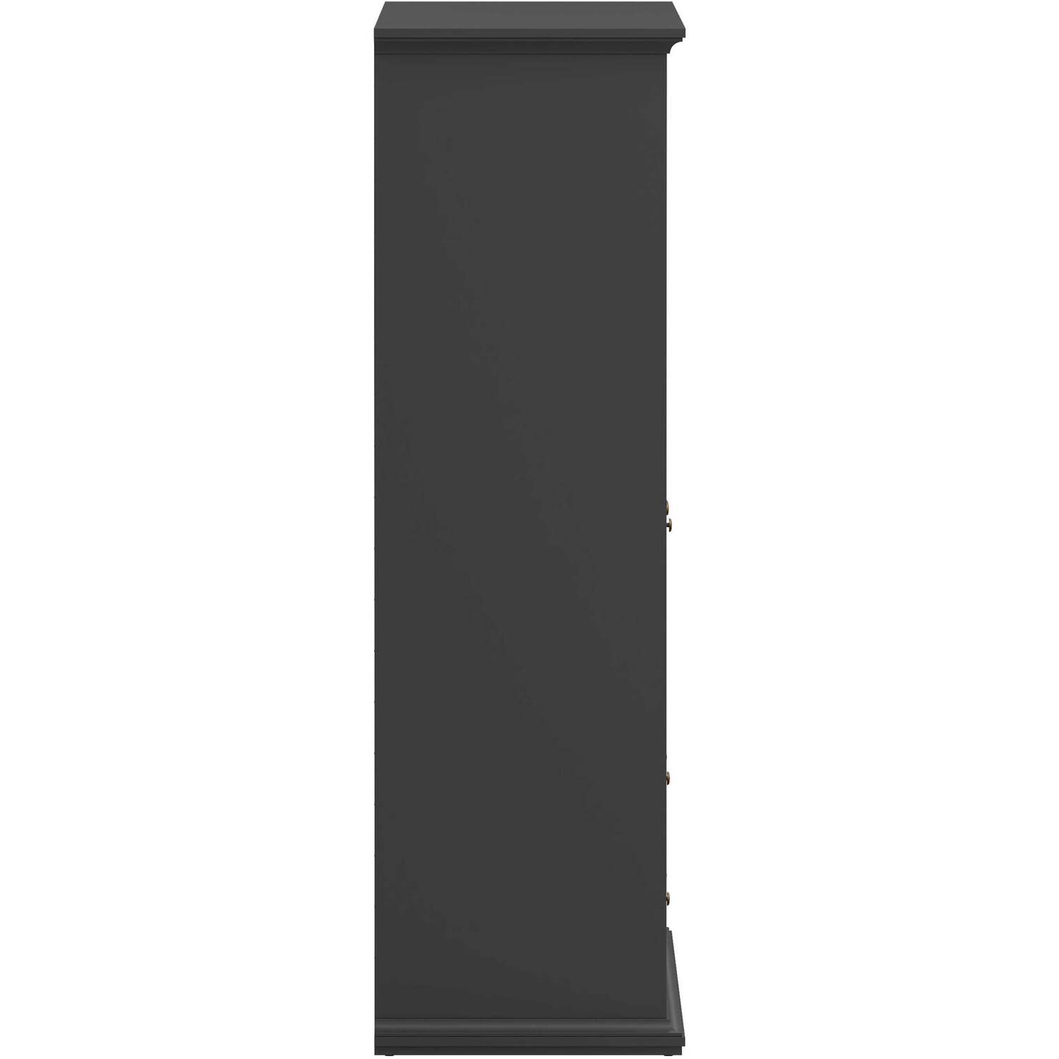 Osaka Farmhouse Dark Grey 4-Door Wooden Wardrobe with 2 Drawers - Grey