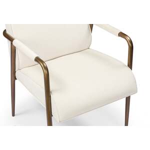 Wyld Haus Luxemburg Cream Velvet Armchair with Brass Arms and Tapered Legs