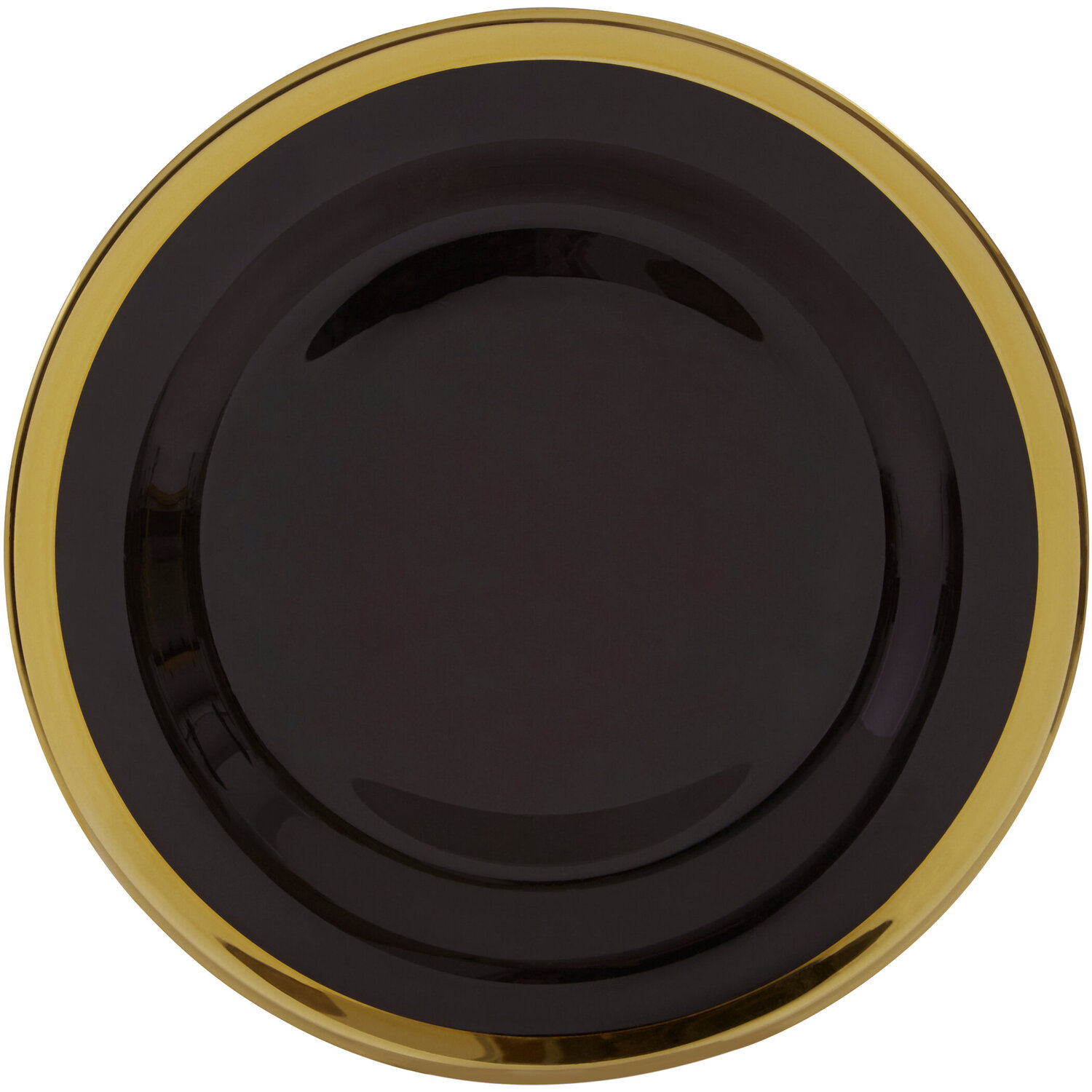 Ida Black Glass Dinner Plate with Gold Rim - Black