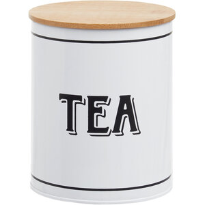 Grocer White Metal Tea Canister
