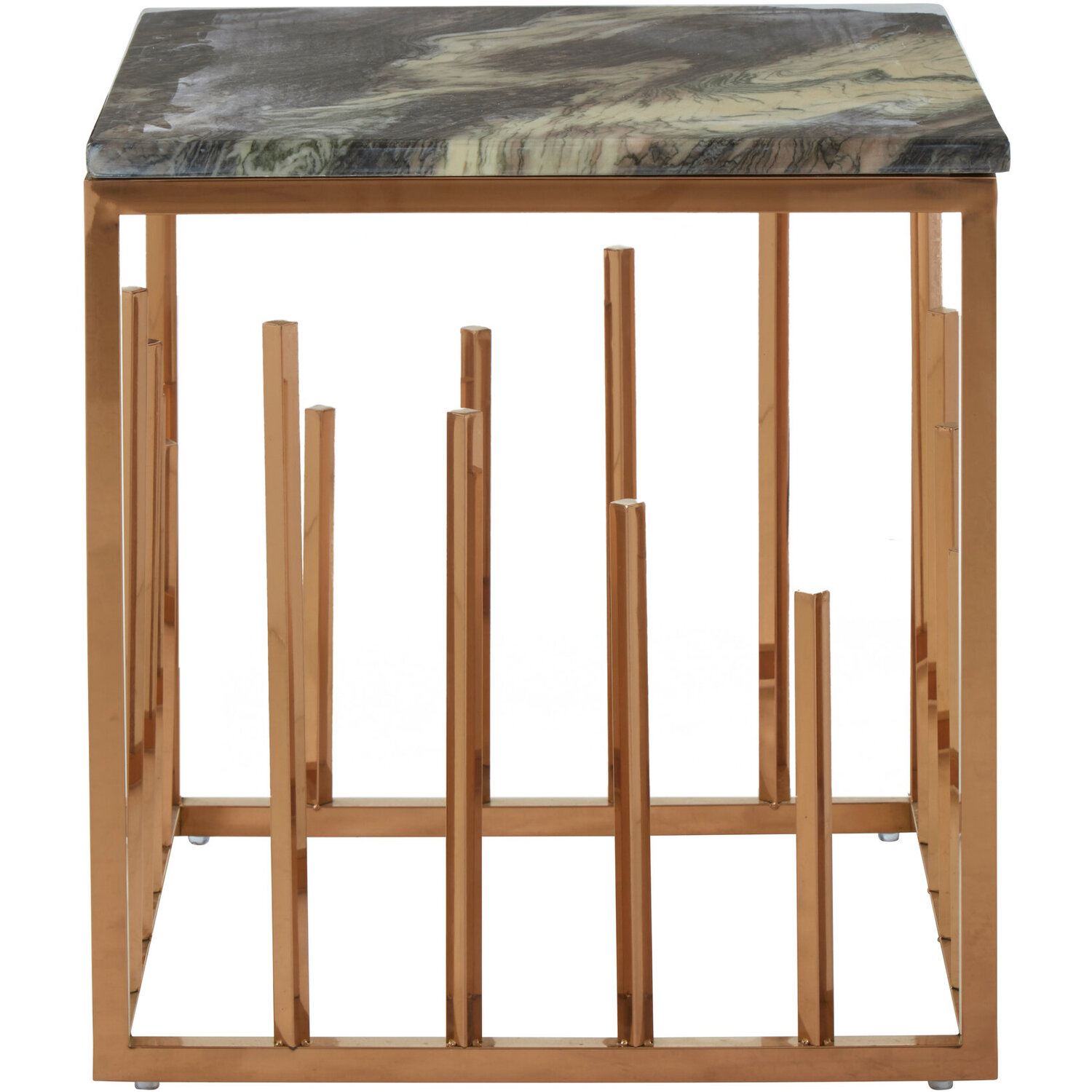 Tula Rose Gold Finish Square Side Table - Gold