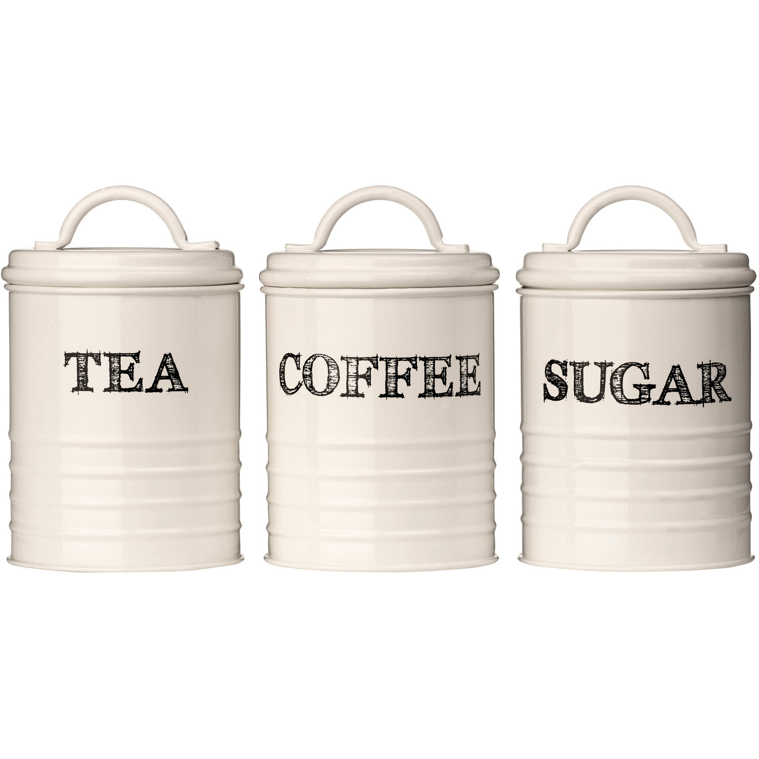 Sketch Tea Coffee And Sugar Canister Set - Cream