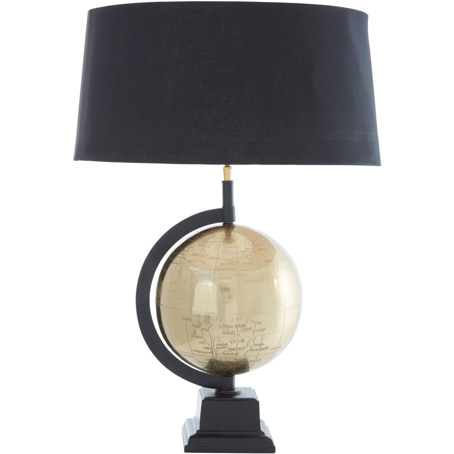 Fifty Five South Churchill Globe Antique Brass Table Lamp - Black