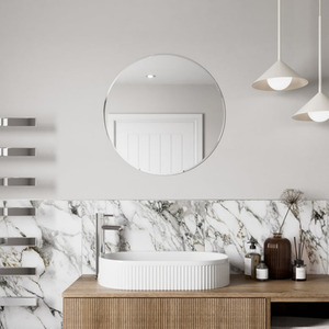 Round Bevelled Edge Bathroom Mirror 600x600mm Wall Mounted Glass Modern Large