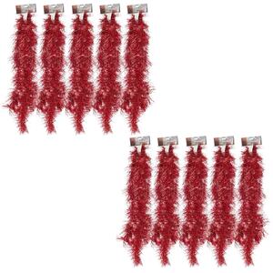 Red Luxury Festive Christmas Tree Tinsel Decoration - Set of 10