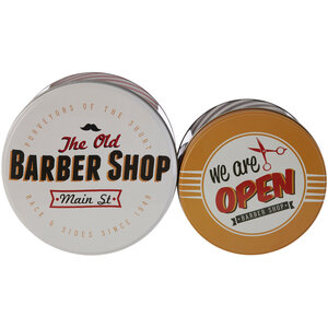 Paice Set of 2 Barber Shop Storage Tins