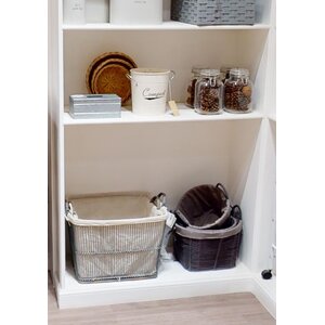 Ezell  Washed Grey Rattan and Bamboo Set Of 2 Storage Baskets