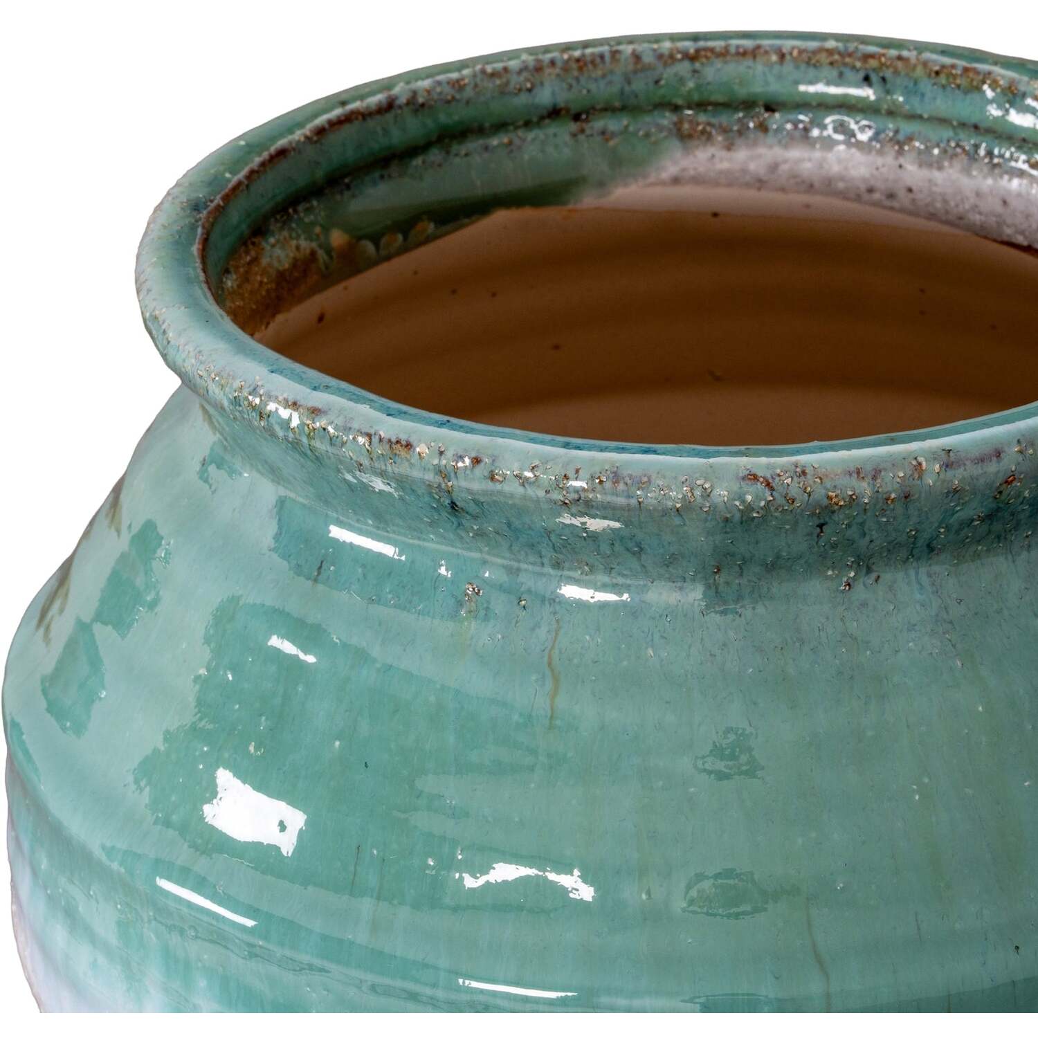 Rustic Ombre Turquoise And Sand Glazed Ceramic Vase - White