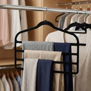 Velvet 4-Bar Trouser Hangers - Black - Set of 4