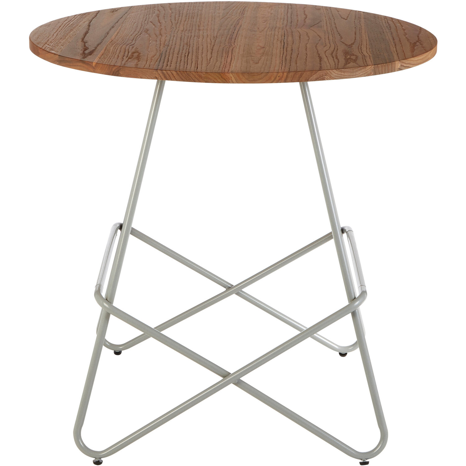 District Grey Metal And Elm Wood Round Dining Table - Grey