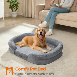 Large Orthopaedic Light Grey Dog Bed