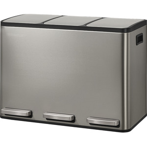 SONGMICS Silver 3 Compartment Pedal Bin