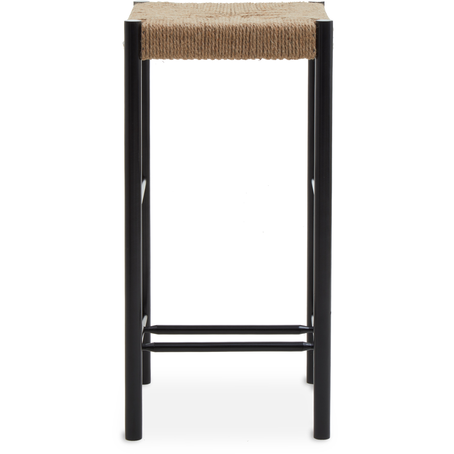 Bandar Natural Rope and Black Wood Bar Stool - Black