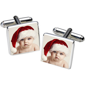 Personalised Photo Upload Cufflinks - Silver Finish