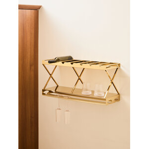 Novo 2 Tier 7 Bottle Gold Finish Wine Rack