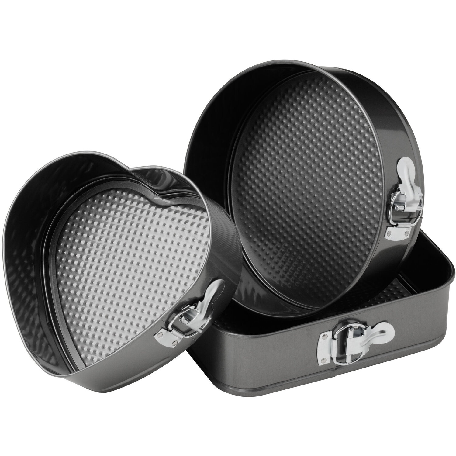 Mari Set of 3 Spring Form Assorted Cake Tins - Black, Silver