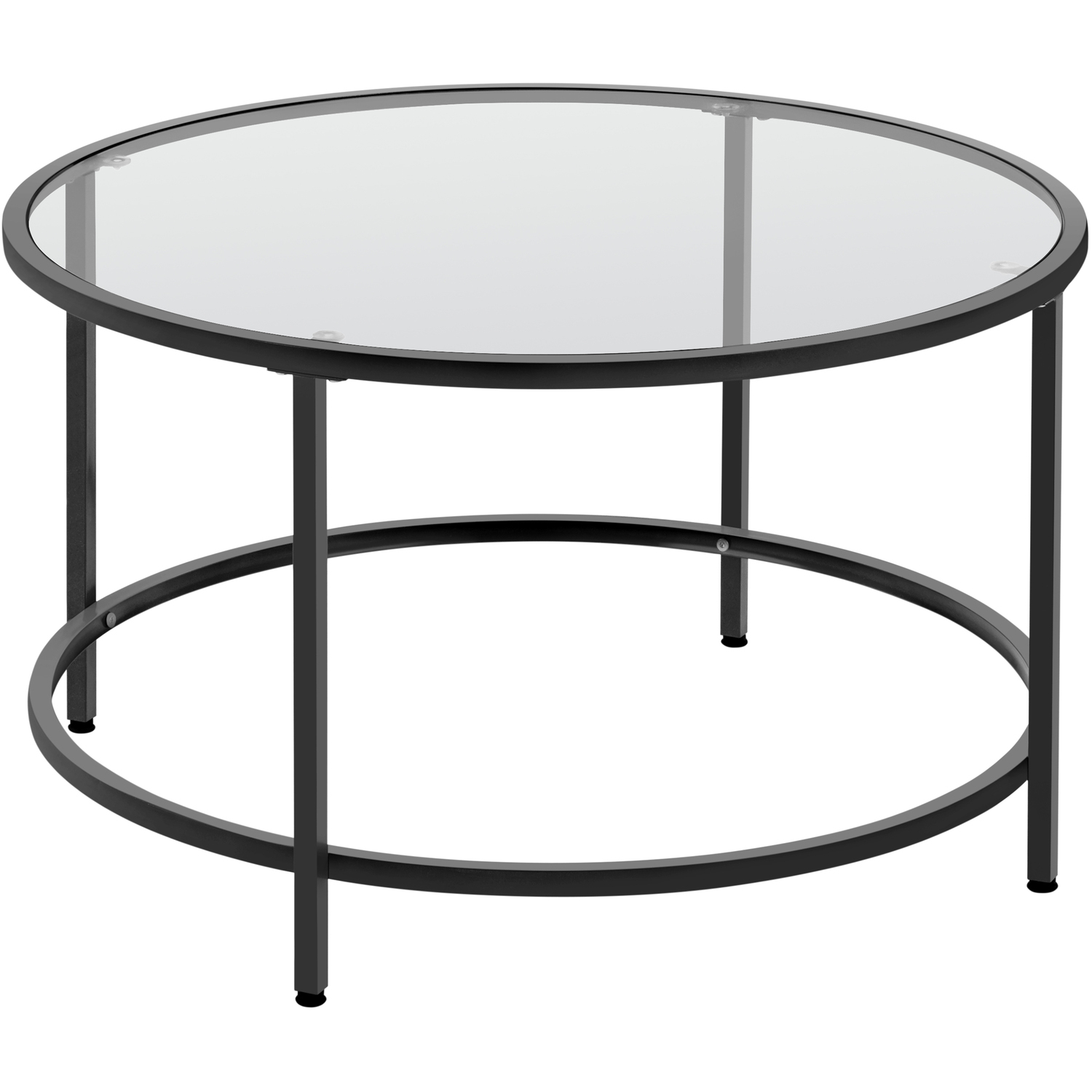 Tempered Glass Round Coffee Table - Black