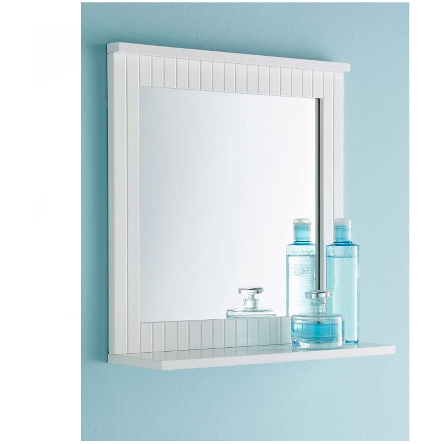 Image of White Bathroom Mirror with Shelf -&hellip;