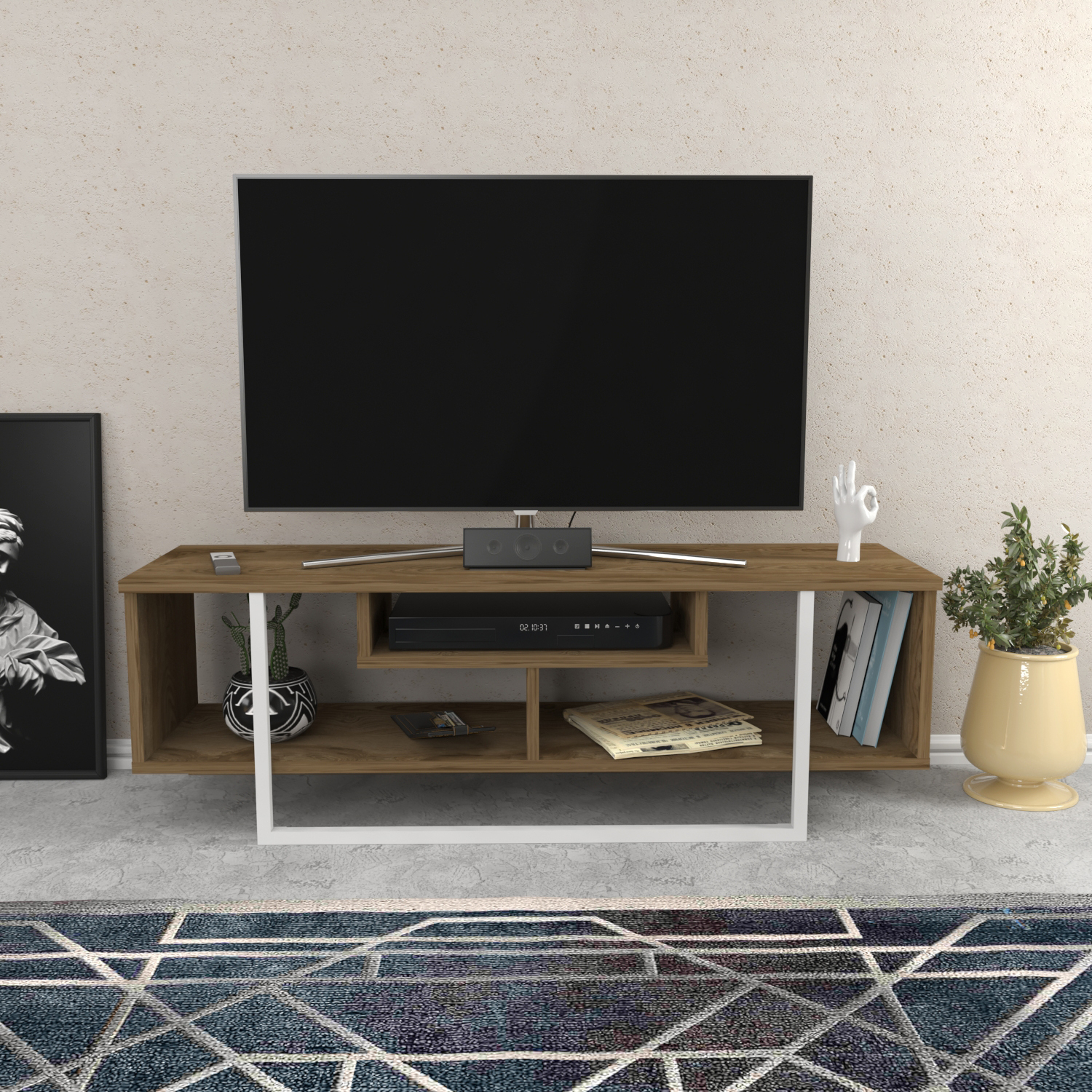 Asal TV Unit - Oud and White / 35.2cm / 402.00cm / 47in