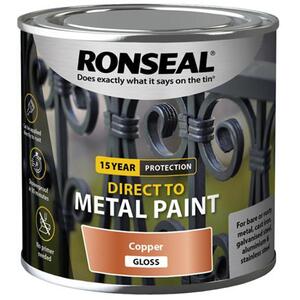 Ronseal Direct to Metal Paint Copper Gloss 250ml - Durable Finish