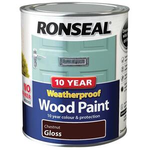 Ronseal 10 Year Weatherproof Wood Paint Chestnut Gloss 750Ml