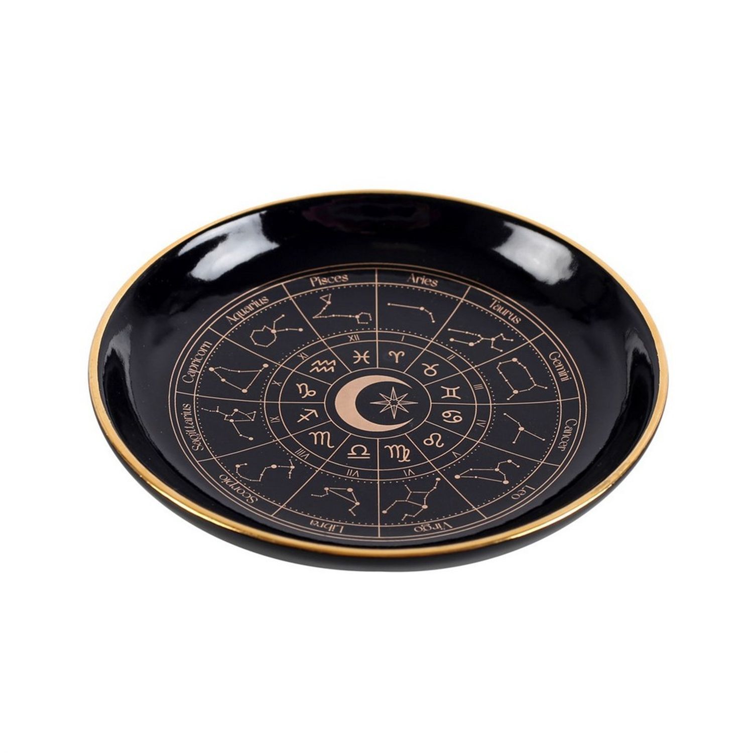 Something Different Astrology Wheel Trinket Dish - Black - One Size