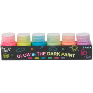 Pack of 6 Glow In The Dark Paints