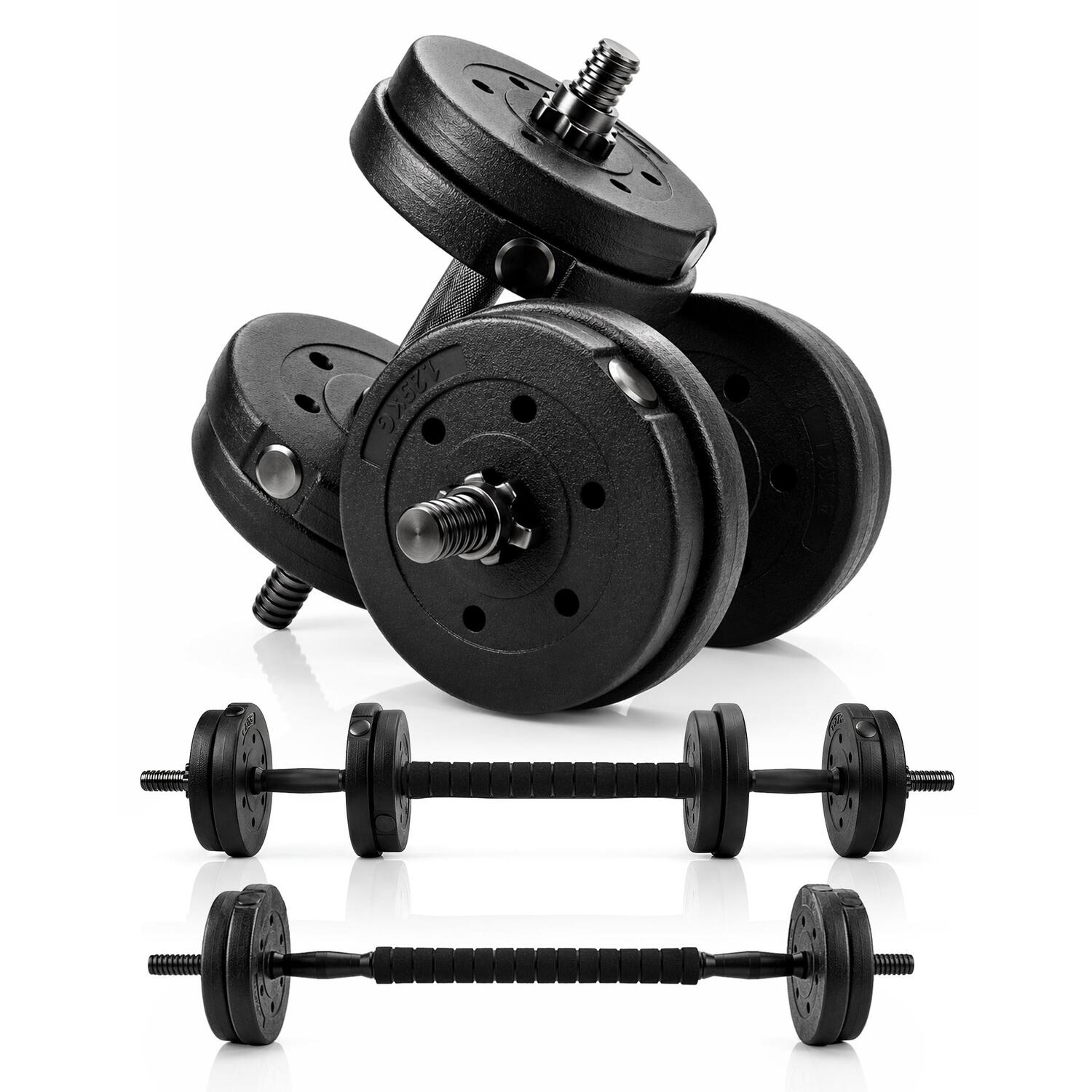 Kayman 20Kg Adjustable Dumbbell & Barbell Set