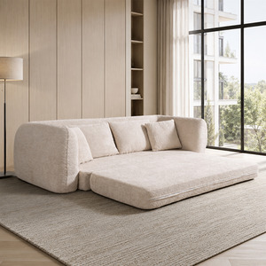 MIMO Indoor Pull-Out Loveseat Sofa Bed with Lamb Fleece Fabric, 30D Foam