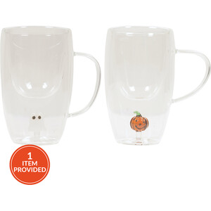 Double Wall Icon Glass Mug with Handle