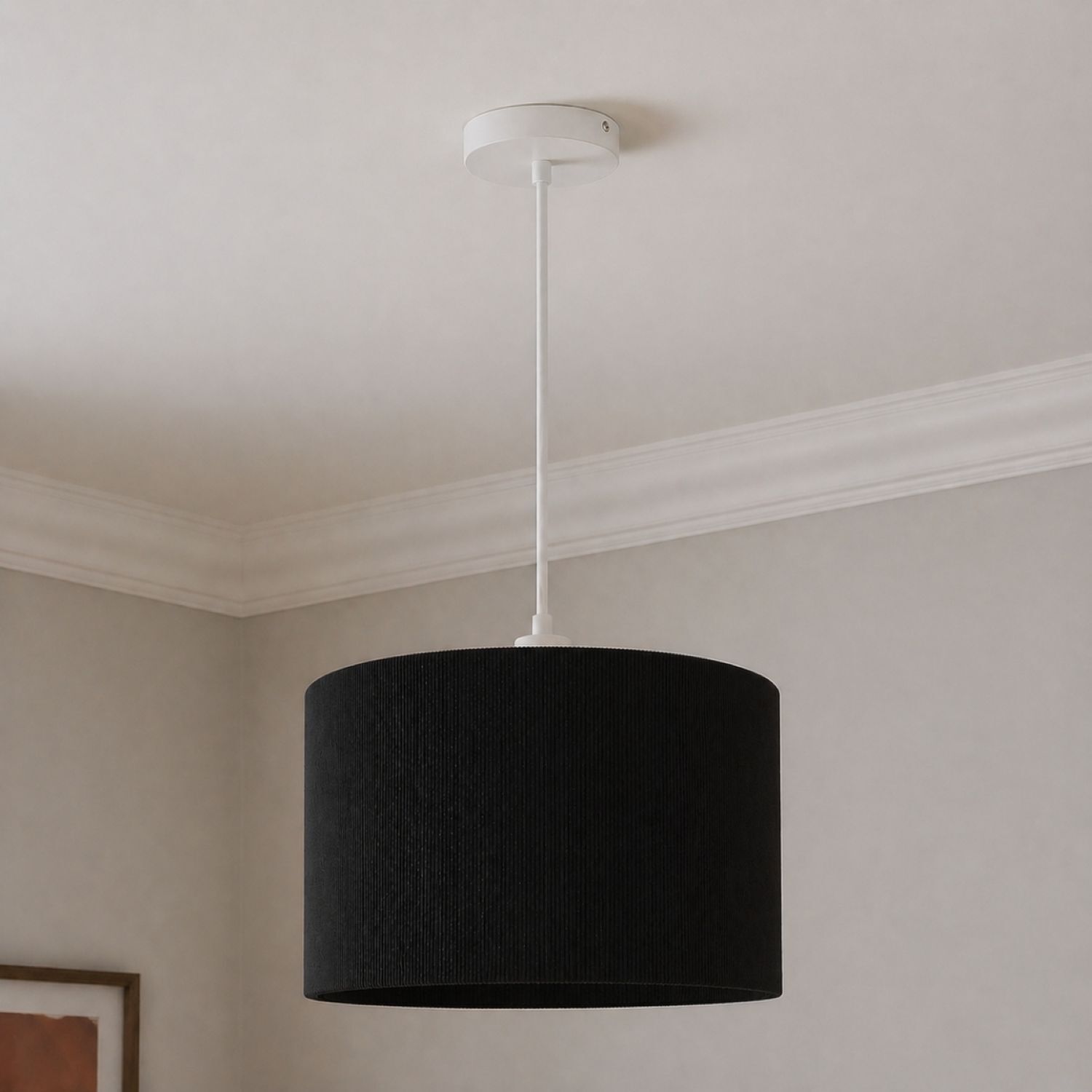 Cgc Lighting Cgc Lola Black Corduroy 30Cm Lampshade With Silk Lining - Black - Image 2