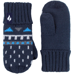 Boys Outdoor Thermal Winter Hat with Ear Flaps & Mittens Gloves Set