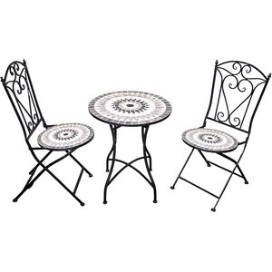 Folding Chair Mosaic Bistro Set with Ceramic Table