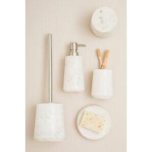 Abaska Off White Marble And Stainless Steel Toilet Brush