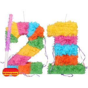 21st Birthday Pinata Set with Stick & Blindfold - Pink Stick